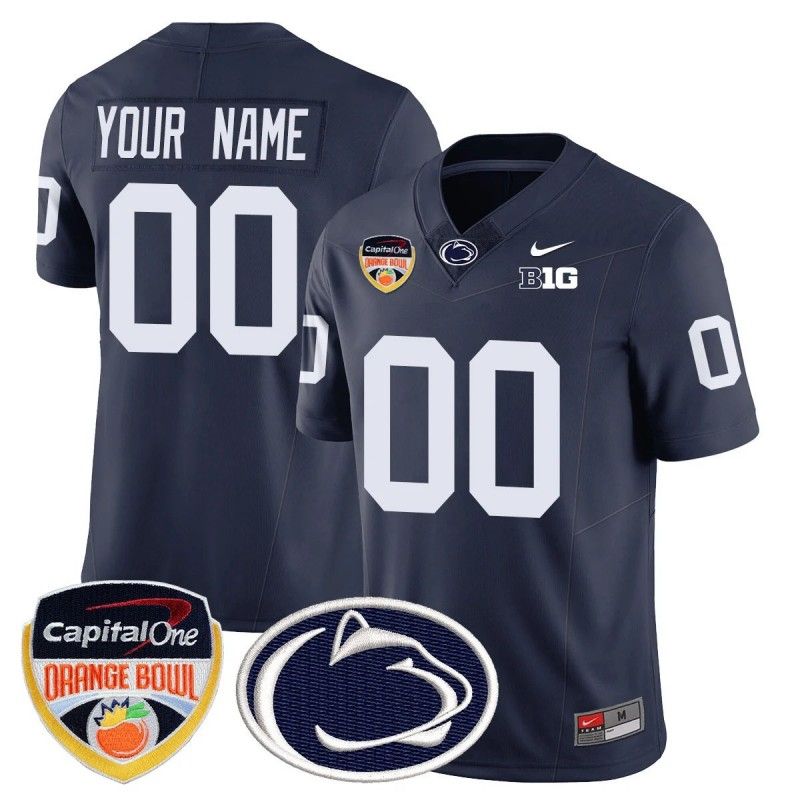 Custom Gender Name Number Penn State Nittany Lions 2024-25 Orange Bowl Nike FUSE Vapor Limited Stitched College Football Jersey Navy