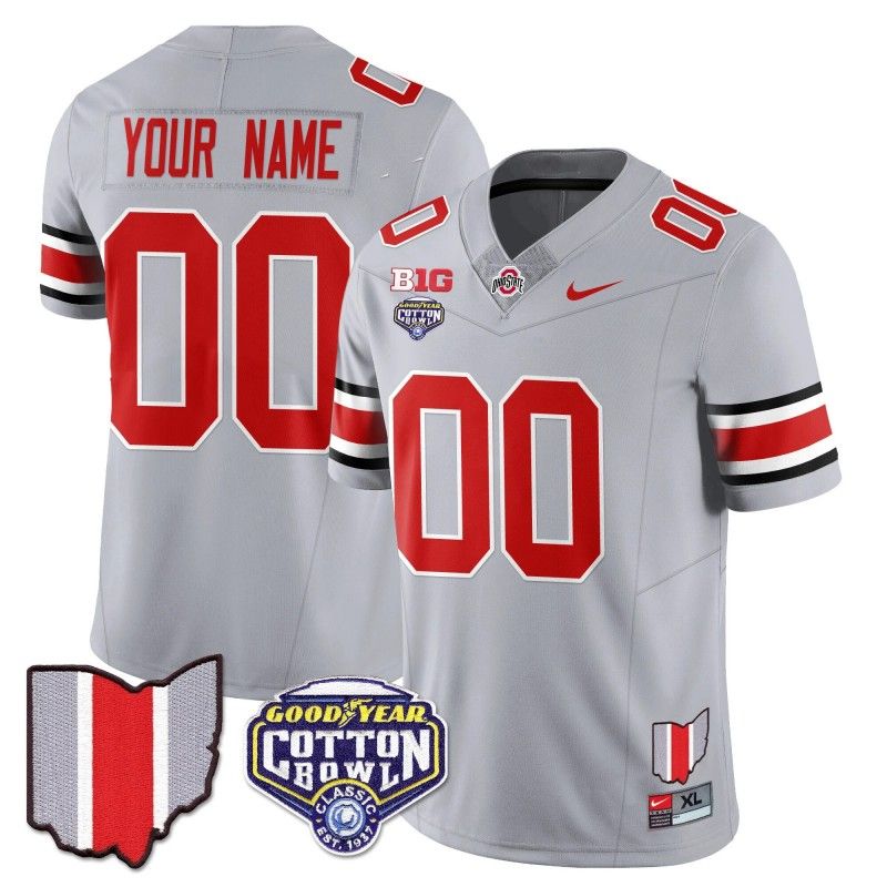 Custom Gender Name Number Ohio State Buckeyes 2024-25 Cotton Bowl Classic Nike FUSE Vapor Limited Stitched College Football Jersey Gray