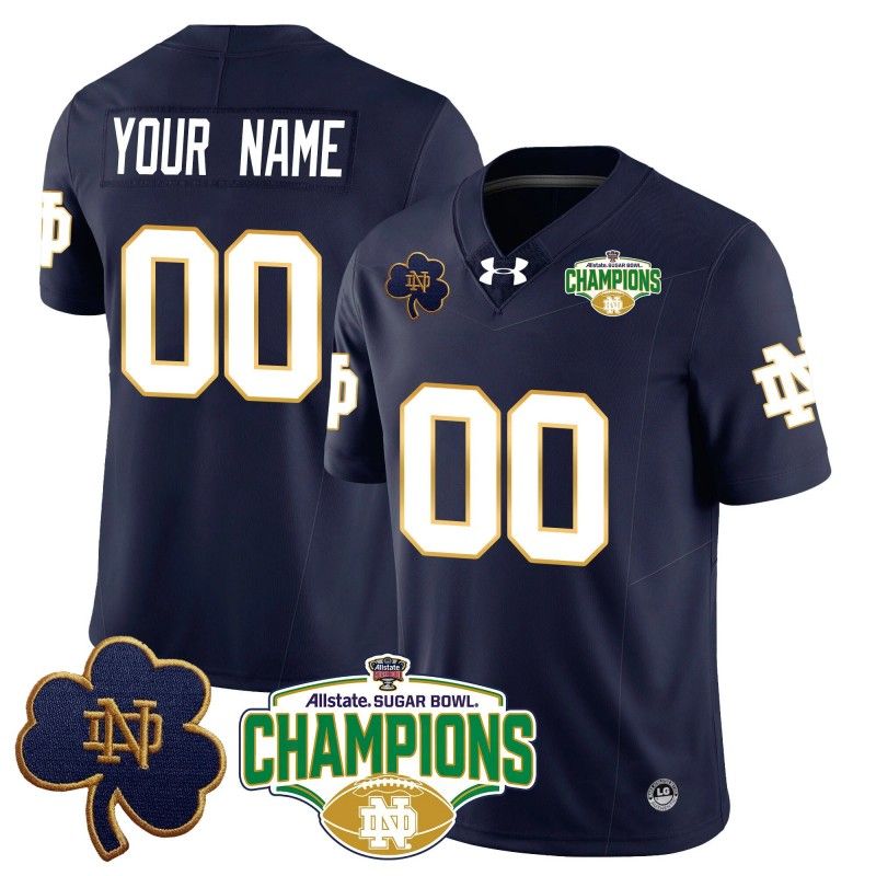 Custom Gender Name Number Notre Dame Fighting Irish 2025 Sugar Bowl Champions Stitched College Football Jersey Navy