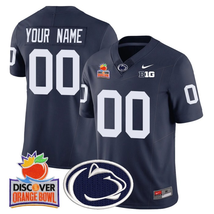 Custom Gender Name Number Penn State Nittany Lions 2024 Orange Bowl Nike FUSE Vapor Limited Stitched NCAAF Jersey Navy