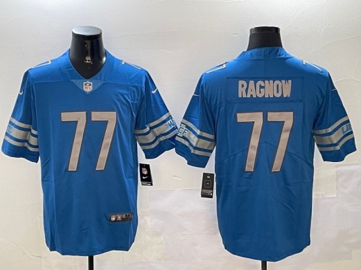 Men's Nike Detroit Lions #77 Frank Ragnow Blue Team Color Stitched NFL Vapor Untouchable Limited Jersey