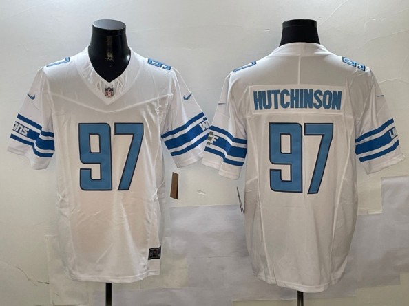 Men's Detroit Lions #97 Aidan Hutchinson White 2023 F.U.S.E. Vapor Untouchable Limited Stitched Jerseys