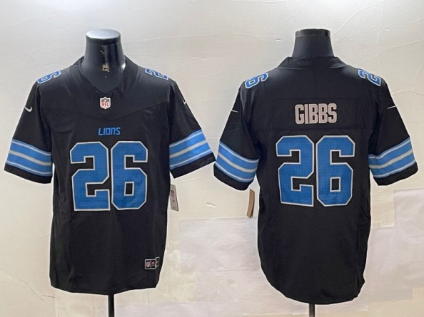 Men's Detroit Lions #26 Jahmyr Gibbs Black 2024 F.U.S.E. 2nd Alternate Vapor Limited Stitched Jerseys