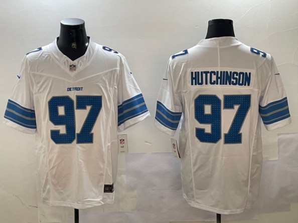 Men's Detroit Lions #97 Aidan Hutchinson White Nike F.U.S.E. Vapor Limited Stitched NFL Jersey