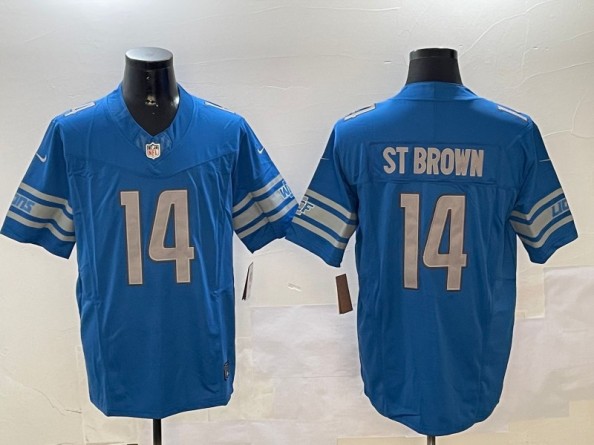 Men's Detroit Lions #14 Amon-Ra St. Brown Blue 2023 F.U.S.E. Vapor Untouchable Limited Stitched Jerseys