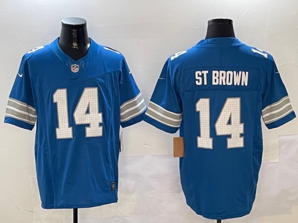 Men's Detroit Lions #14 Amon-Ra St. Brown Blue 2024 F.U.S.E. Vapor Limited Stitched Jerseys