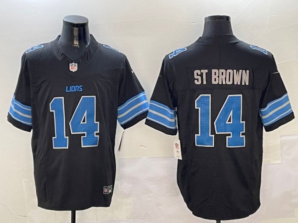 Men's Detroit Lions #14 Amon-Ra St. Brown Black 2024 F.U.S.E. 2nd Alternate Vapor Limited Stitched Jerseys