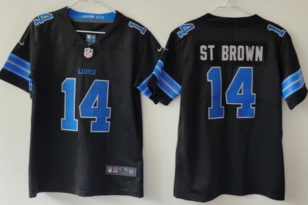 Women's Detroit Lions #14 Amon Ra St Brown Limited Black 2024 Vapor Jersey