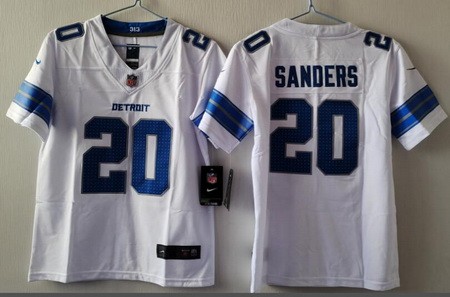 Youth Detroit Lions #20 Barry Sanders Limited White Vapor Jersey