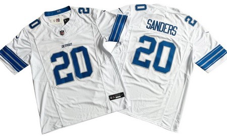 Men's Detroit Lions #20 Barry Sanders Limited White 2024 FUSE Vapor Jersey