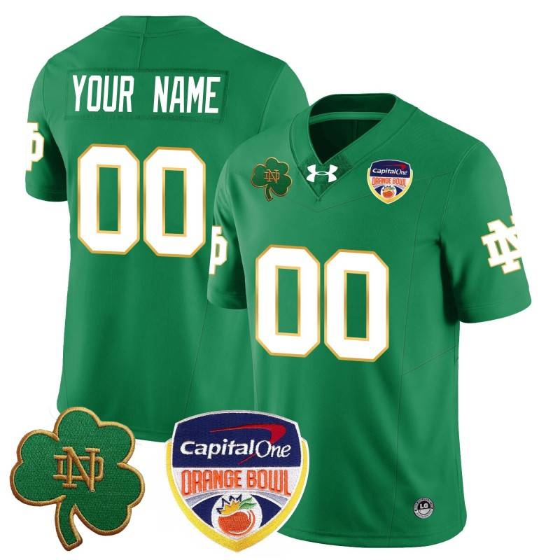 Custom Notre Dame Fighting Irish 2024-25 Orange Bowl Stitched Jersey Green