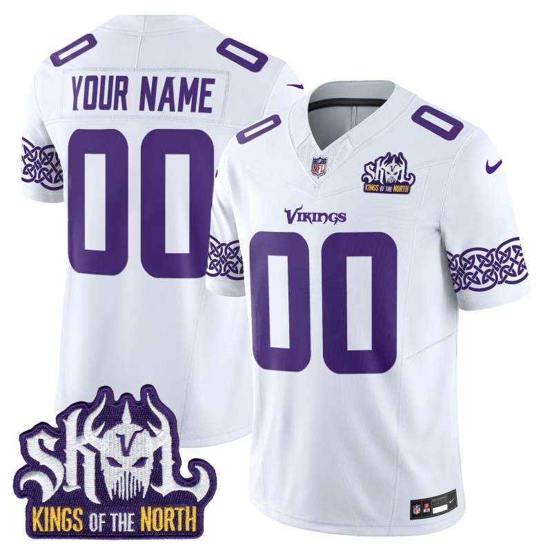 Custom Minnesota Vikings King Of The North Patch Vapor Limited Stitched Jersey Winter