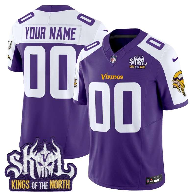 Custom Minnesota Vikings King Of The North Patch Vapor Limited Stitched Jersey Purple Alternate