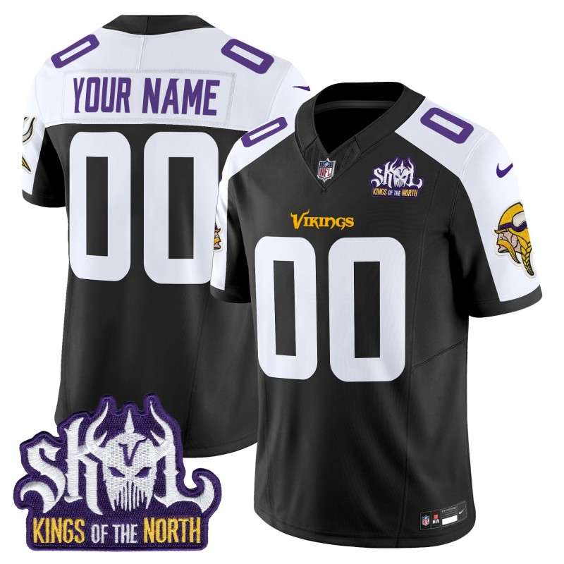 Custom Minnesota Vikings King Of The North Patch Vapor Limited Stitched Jersey Black Alternate