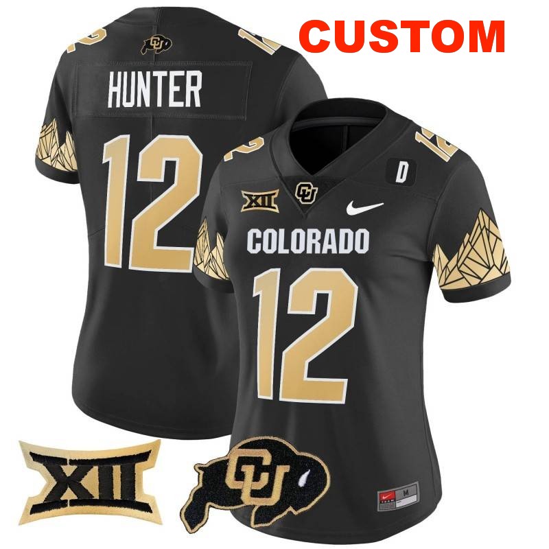 Women's Custom Colorado Buffaloes Big 12 XII Patch Vapor Limited Stitched Jersey Black