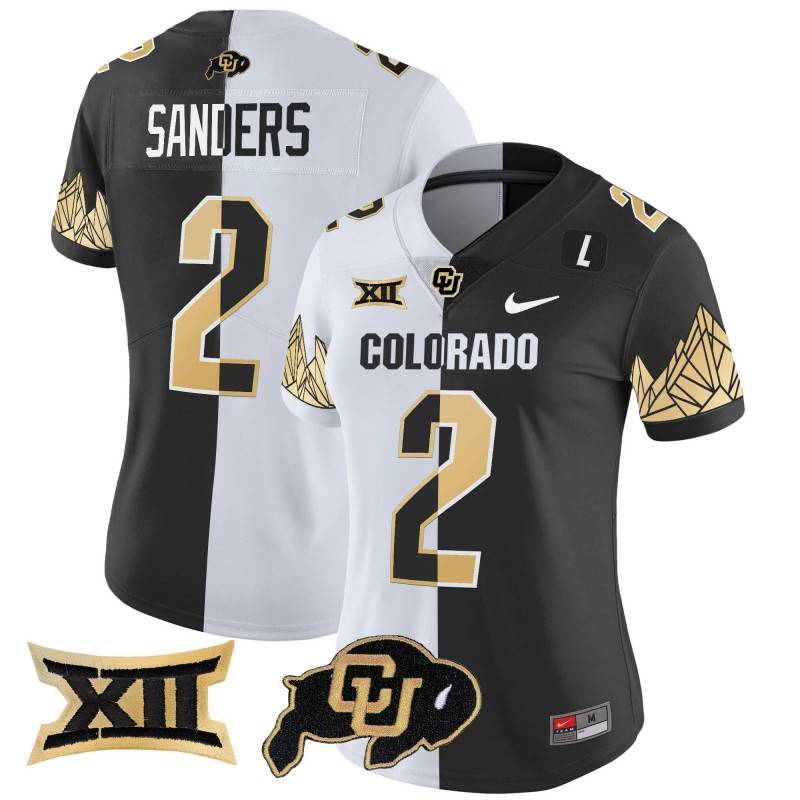 Women's Colorado Buffaloes #2 Shedeur Sanders Big 12 XII Patch Vapor Limited Stitched Jersey Stripeout