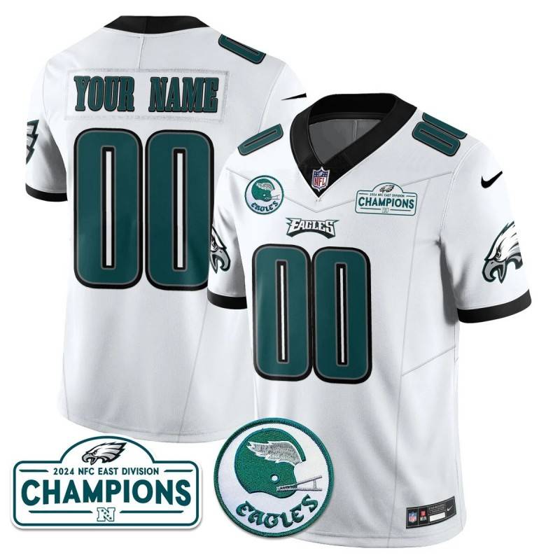 Gender Customized Philadelphia Eagles 2024 NFC East Division Champions White Jersey N1 - All Stitched