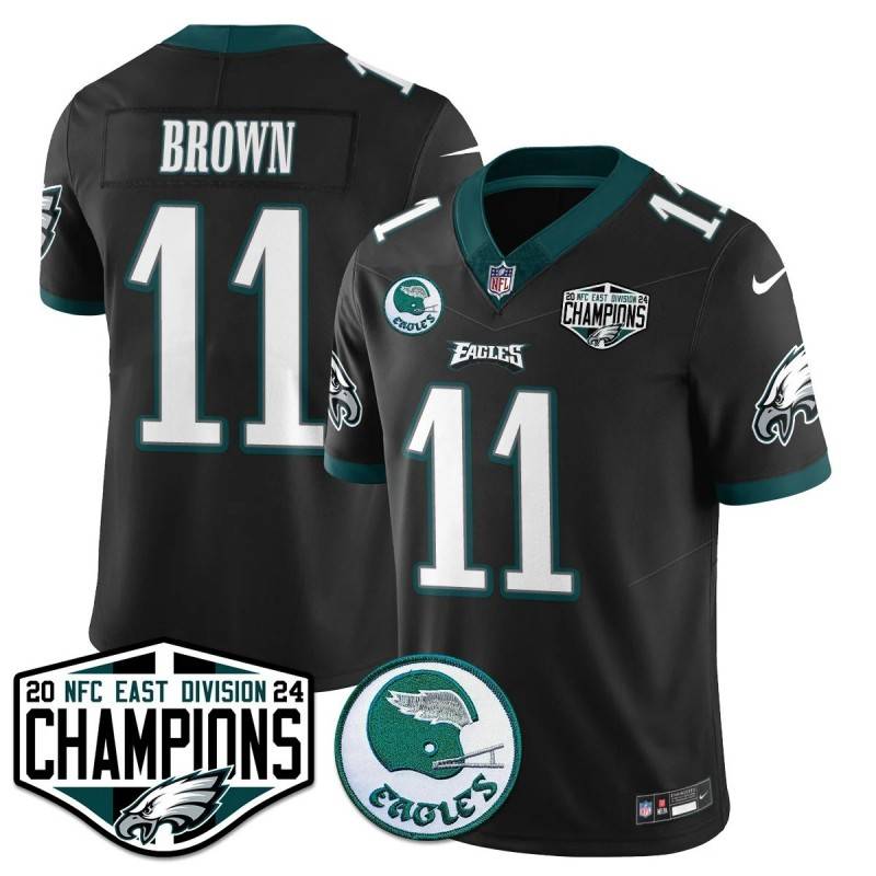 Men's Philadelphia Eagles #11 AJ Brown Black 2024 NFC East Division Champions Stitched Jersey