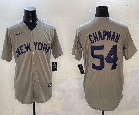 Men's New York Yankees #54 Aroldis Chapman Grey Stitched Jersey