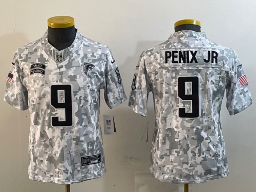 Youth Atlanta Falcons #9 Michael Penix Jr. 2024 F.U.S.E Arctic Camo Salute to Service Limited Stitched Football Jerseys