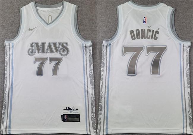 Youth Dallas Mavericks #77 Luka Doncic White 2024 City Edition Stitched Basketball Jersey