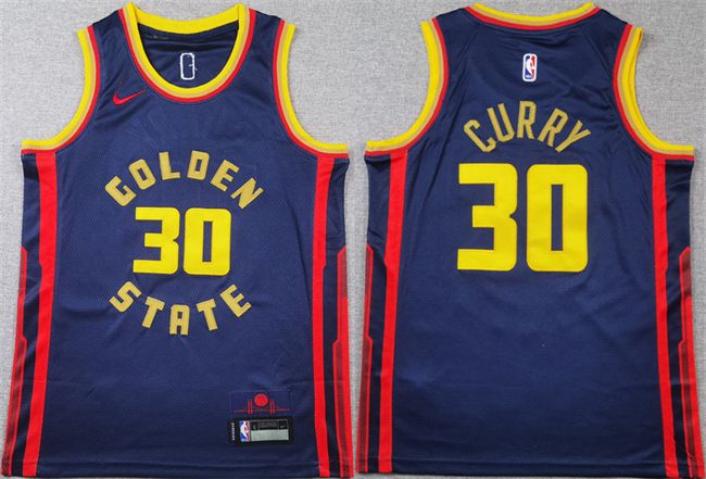 Youth Golden State Warriors #30 Stephen Curry Navy 2024 City Edition Swingman Stitched Basketball Jersey