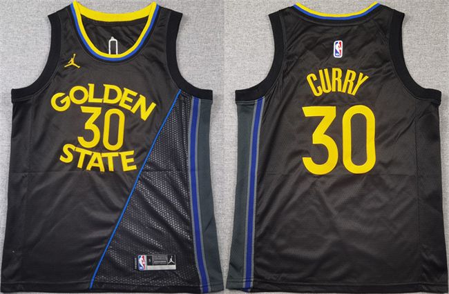 Youth Golden State Warriors #30 Stephen Curry Black Swingman Stitched Basketball Jersey