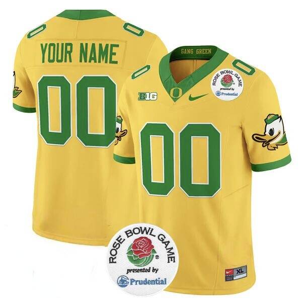 Men's Oregon Ducks Active Player Custom Gold 2024 F.U.S.E. Rose Bowl Vapor Limited Stitched Football Jersey