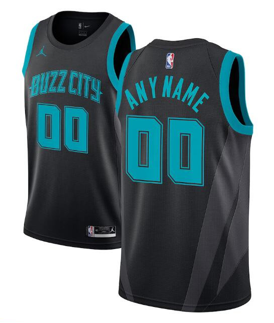 Men's Charlotte Hornets Active Player Custom 2018-19 Black City Edition Swingman Stitched Basketball Jersey