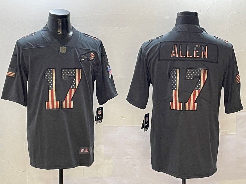 Men's Buffalo Bills #17 Josh Allen 2019 Black Salute To Service USA Flag Fashion Limited Jersey