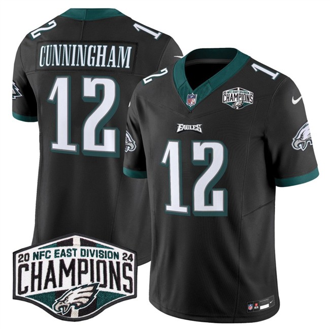 Men's Philadelphia Eagles #12 Randall Cunningham Black 2024 NFC East Champions F.U.S.E. Vapor Untouchable Limited Stitched Football Jersey