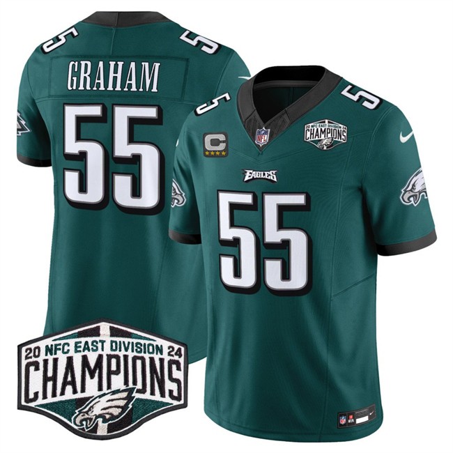 Men's Philadelphia Eagles #55 Brandon Graham Green 2024 NFC East Champions With 4-Star C Patch F.U.S.E. Vapor Untouchable Limited Stitched Football Jersey