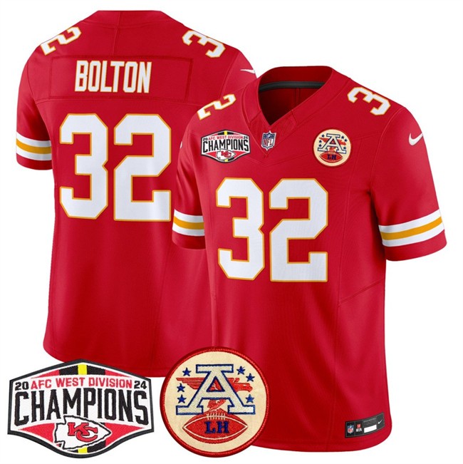 Men's Kansas City Chiefs #32 Nick Bolton Red F.U.S.E. 2024 AFC West Division Champions Vapor Limited Stitched Football Jersey