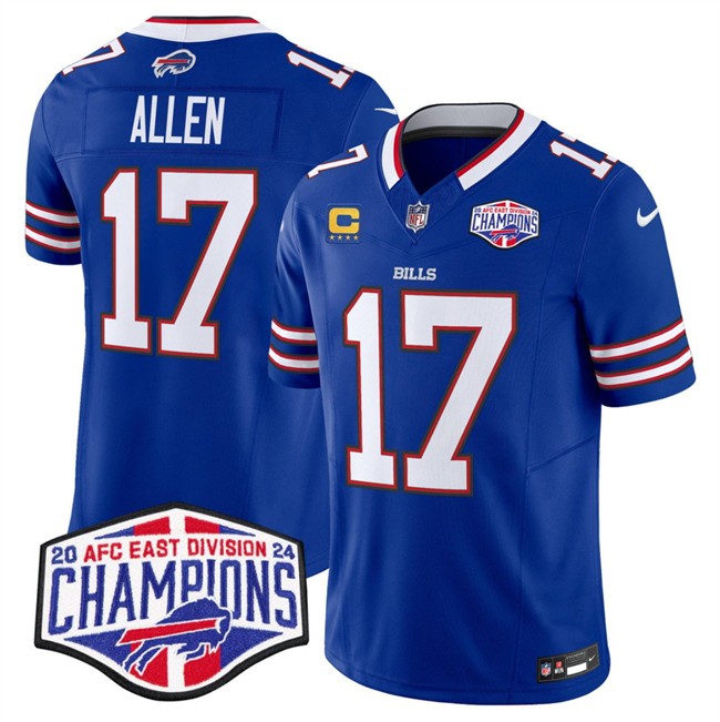 Men's Buffalo Bills #17 Josh Allen Royal F.U.S.E. 2024 AFC East Division Champions With 4-star C Ptach Vapor Limited Stitched Football Jersey