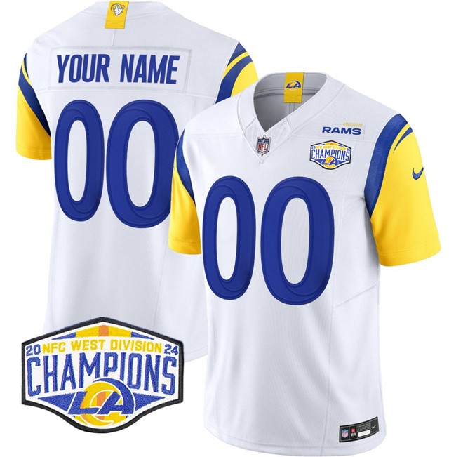 Men's Los Angeles Rams Active Player Custom White 2024 NFC West Champions F.U.S.E. Vapor Untouchable Stitched Football Jersey