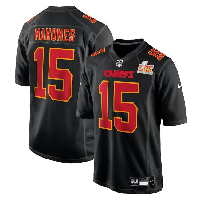 Men's Patrick Mahomes Kansas City Chiefs Nike Super Bowl LIX Fashion Game Jersey - Carbon Black