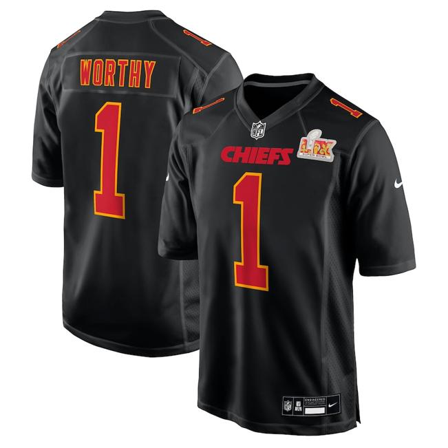 Men's Xavier Worthy Kansas City Chiefs Nike Super Bowl LIX Fashion Game Jersey - Carbon Black