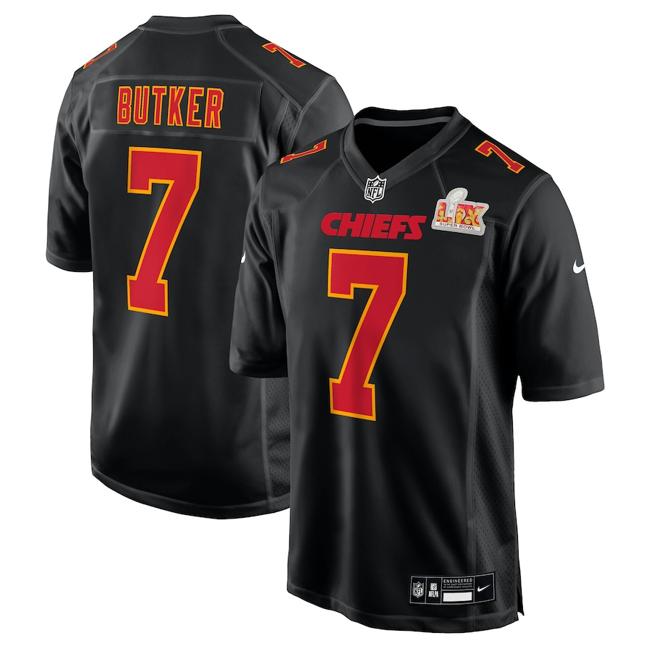 Men's Harrison Butker Kansas City Chiefs Nike Super Bowl LIX Fashion Game Jersey - Carbon Black