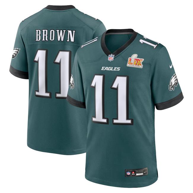 Men's A.J. Brown Philadelphia Eagles Nike Super Bowl LIX Game Player Jersey - Midnight Green