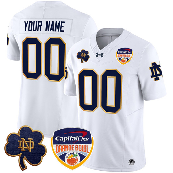 Men's Notre Dame Fighting Irish Active Player Custom White 2024 Orange Bowl Patch F.U.S.E. Limited Stitched Jersey