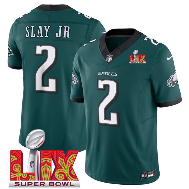 Big Size Men's Philadelphia Eagles #2 Darius Slay JR Green 2025 Super Bowl LIX Patch New F.U.S.E. Vapor Limited Stitched Football Jersey