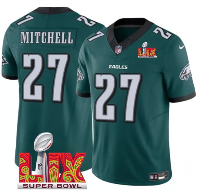 Big Size Men's Philadelphia Eagles #27 Quinyon Mitchell Green 2025 Super Bowl LIX Patch New F.U.S.E. Vapor Untouchable Limited Stitched Football Jersey