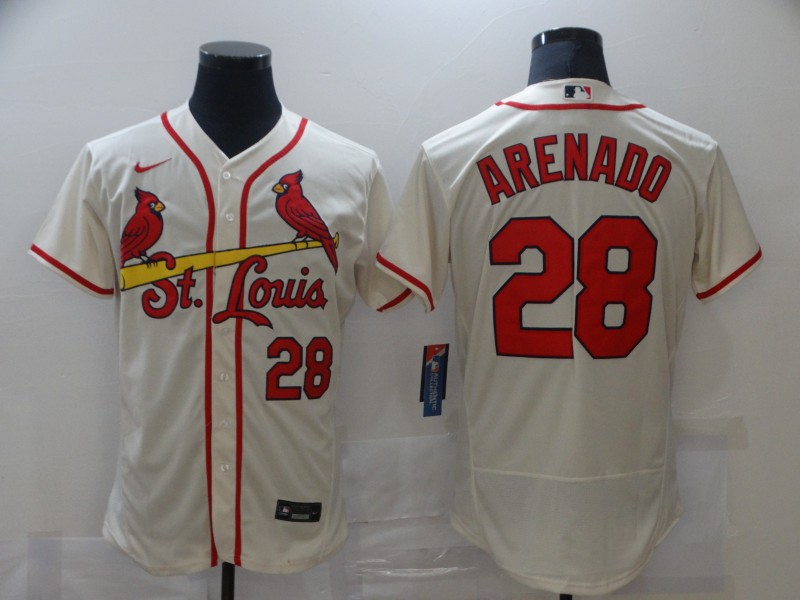 Men's St. Louis Cardinals #28 Nolan Arenado Cream Flex Base Stitched Jersey