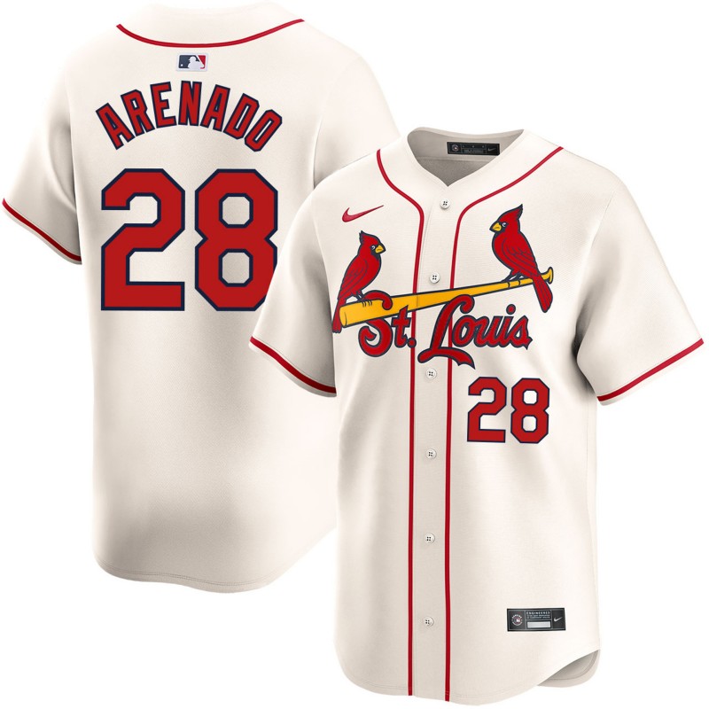 Men's St. Louis Cardinals #28 Nolan Arenado Cream Nike Limited Stitched MLB Jersey