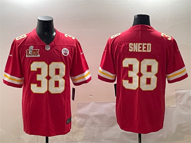 Men's Kansas City Chiefs #38 L'Jarius Sneed Red 2025 Super Bowl LIX Patch Vapor Untouchable Limited Stitched Football Jersey