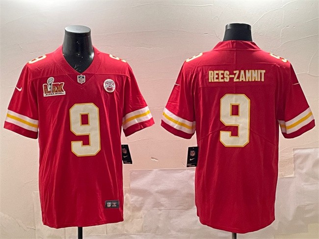 Men's Kansas City Chiefs #9 Louis Rees-Zammit Red 2025 Super Bowl LIX Patch Vapor Untouchable Limited Stitched Football Jersey