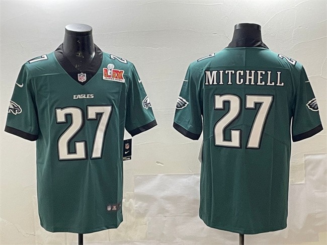 Men's Philadelphia Eagles #27 Quinyon Mitchell Green 2025 Super Bowl LIX Patch New Vapor Untouchable Limited Stitched Football Jersey