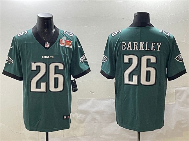 Men's Philadelphia Eagles #26 Saquon Barkley Green 2025 Super Bowl LIX Patch New Vapor Untouchable Limited Stitched Football Jersey