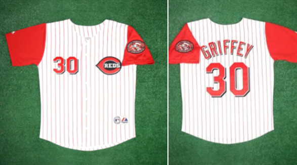 Men's Cincinnati Reds #30 Ken Griffey Jr. White With Patch Stitched Baseball Jersey