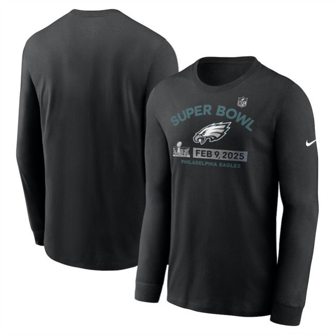 Men's Philadelphia Eagles Anthracite Super Bowl LIX Champions Locker Room Trophy Collection Long Sleeve T-Shirt